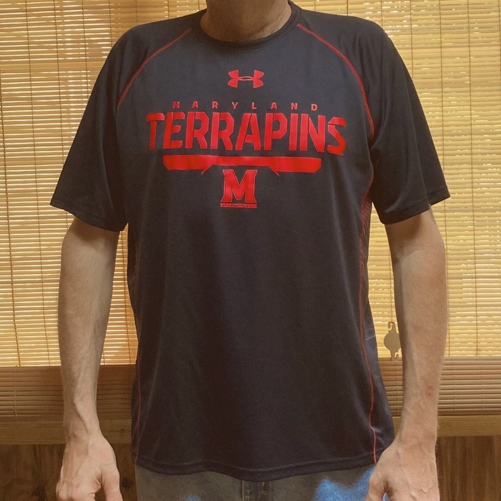 UNDER ARMOUR Maryland Terrapins Heatgear Loose T-shirt Short Sleeve Mens Large - Picture 6 of 13